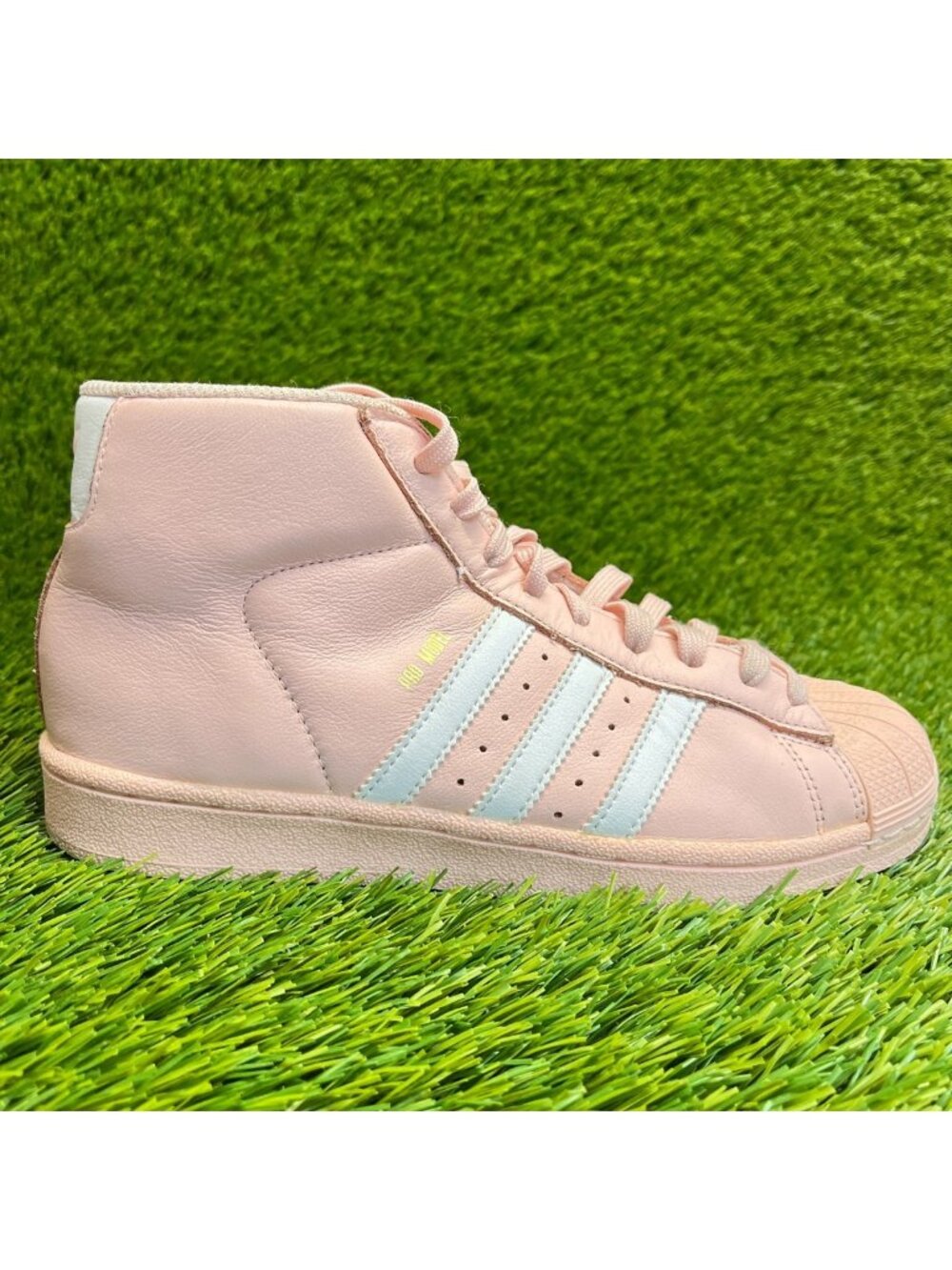Adidas‎ Pro Model Girls Size 6Y Pink White Gold Athletic Leather Shoes Sneakers
